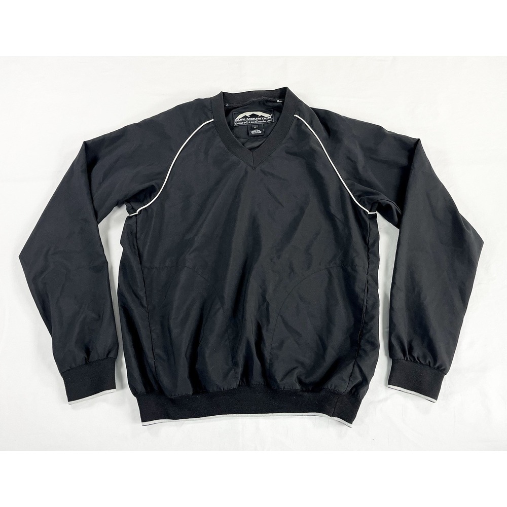 VTG Sun Mountain Golf Pullover Windbreaker Jacket Men's M Black V-Neck Y2K 90s